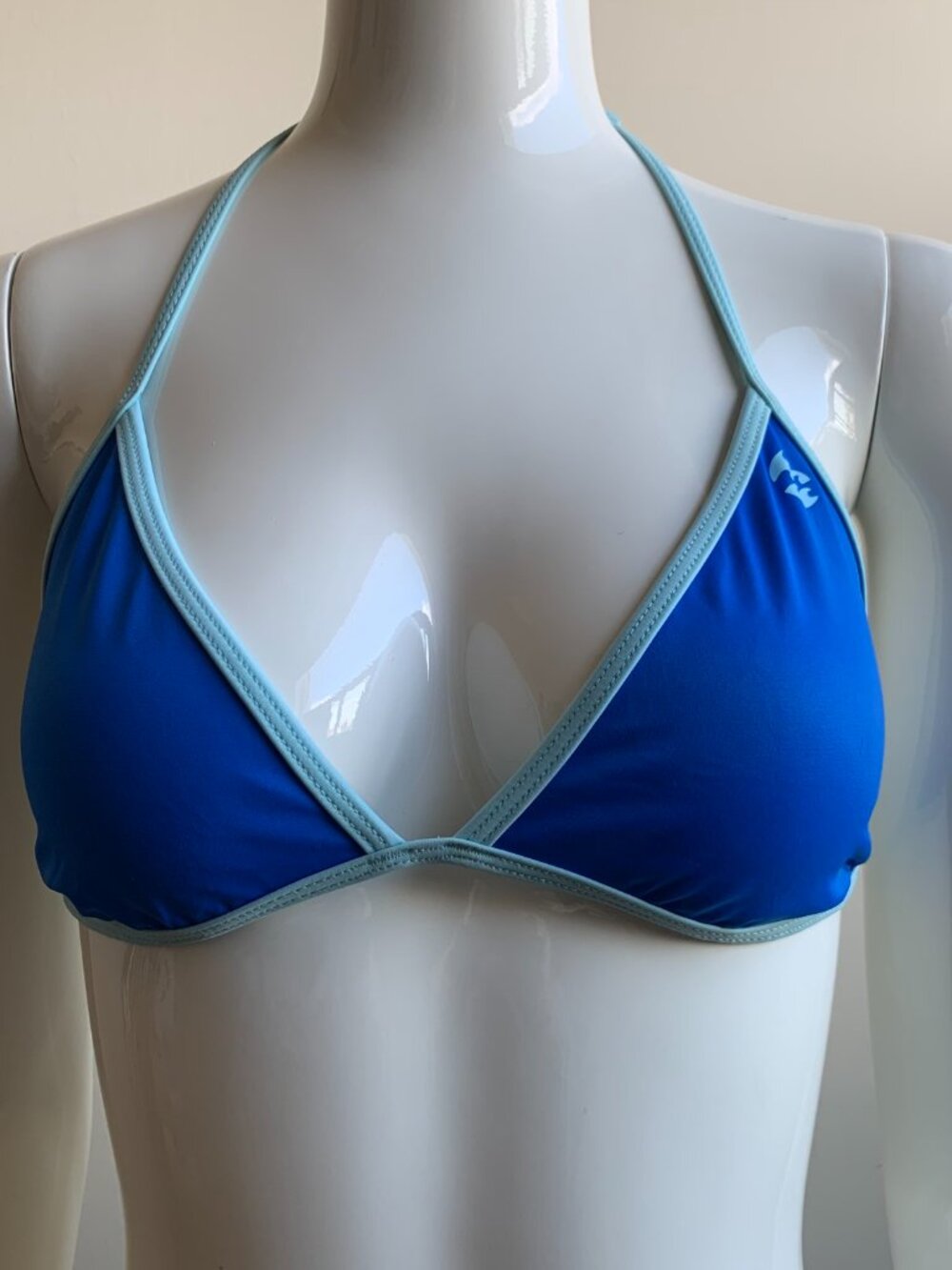 Billabong royal blue reversible to baby blue triangle bikini top